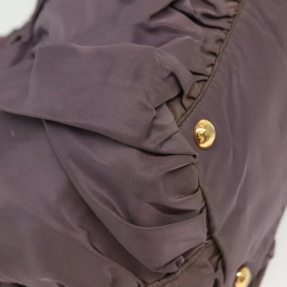 PRADA Hand Bag Nylon Purple Gold Auth 137586 - Picture 4 of 16